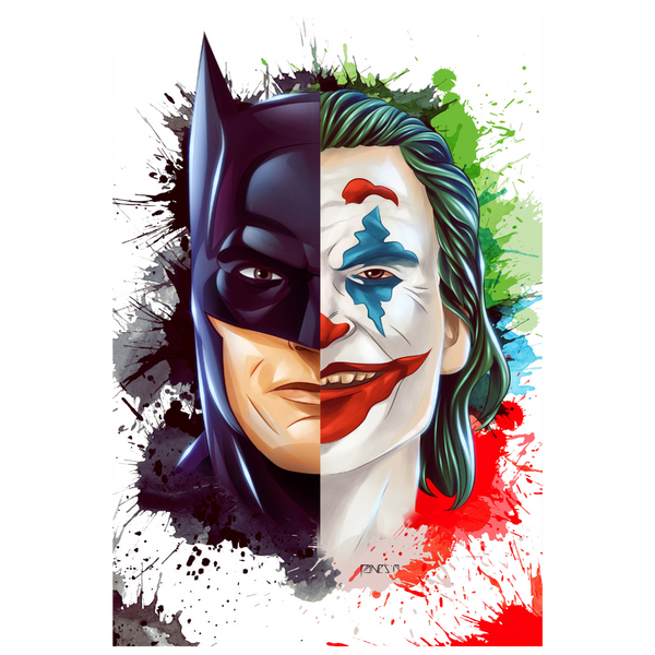 Batman/Joker Split-12x18 Art Print